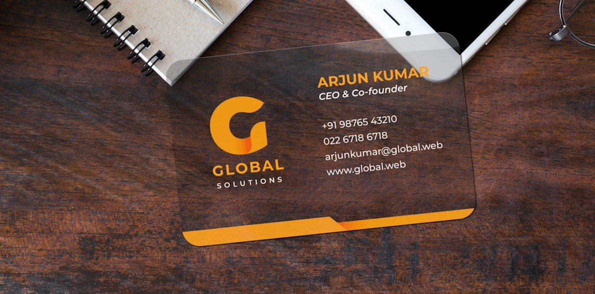 Transparent shop business cards